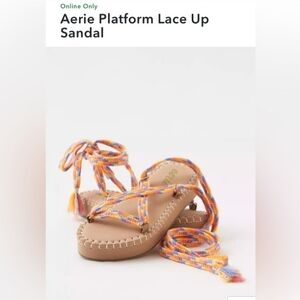 Aerie Platform Lace Up Sandal Sz 7